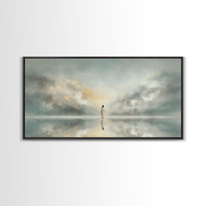 Light Upon Still Waters - Framed Canvas Print - Modern Christian Art - Christian Art Canvas - Christian Decor For Home - Jesus Art Print