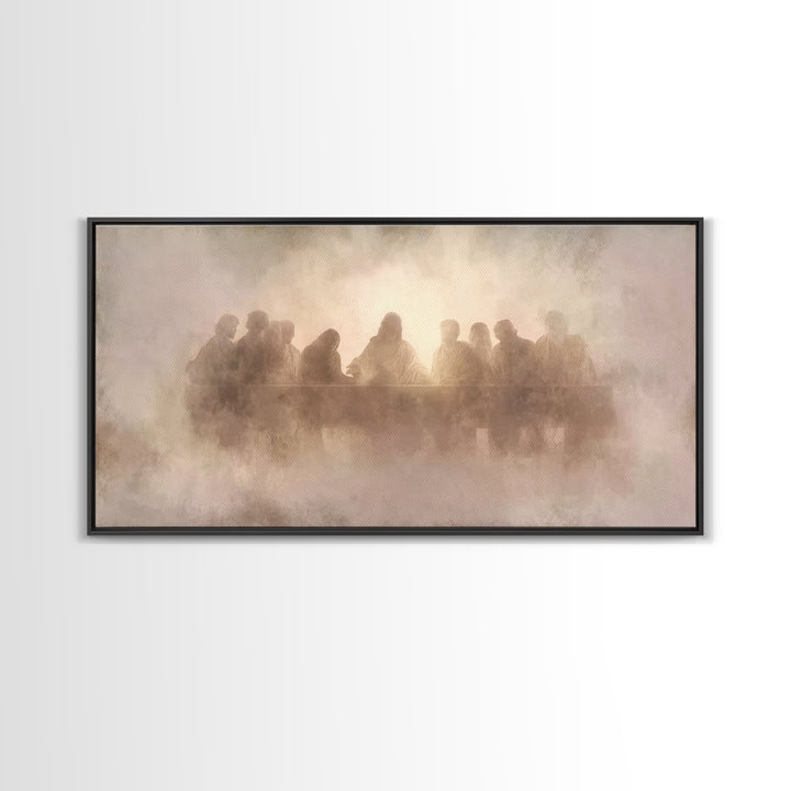 Heavenly Communion Mist, Framed Canvas Print, Christian Art Canvas, Jesus Painting, Christian Wall Art, Christmas Art, Christian Decor