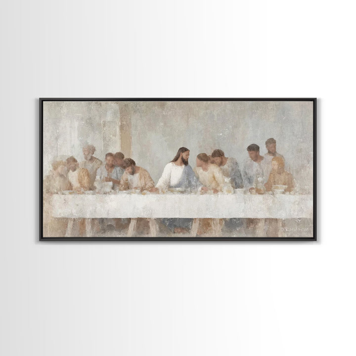 Graceful Table Gathering – Framed Canvas Print – Christian Painting – Jesus Art Print – Christian Wall Art – Christmas Art – Christian Deco
