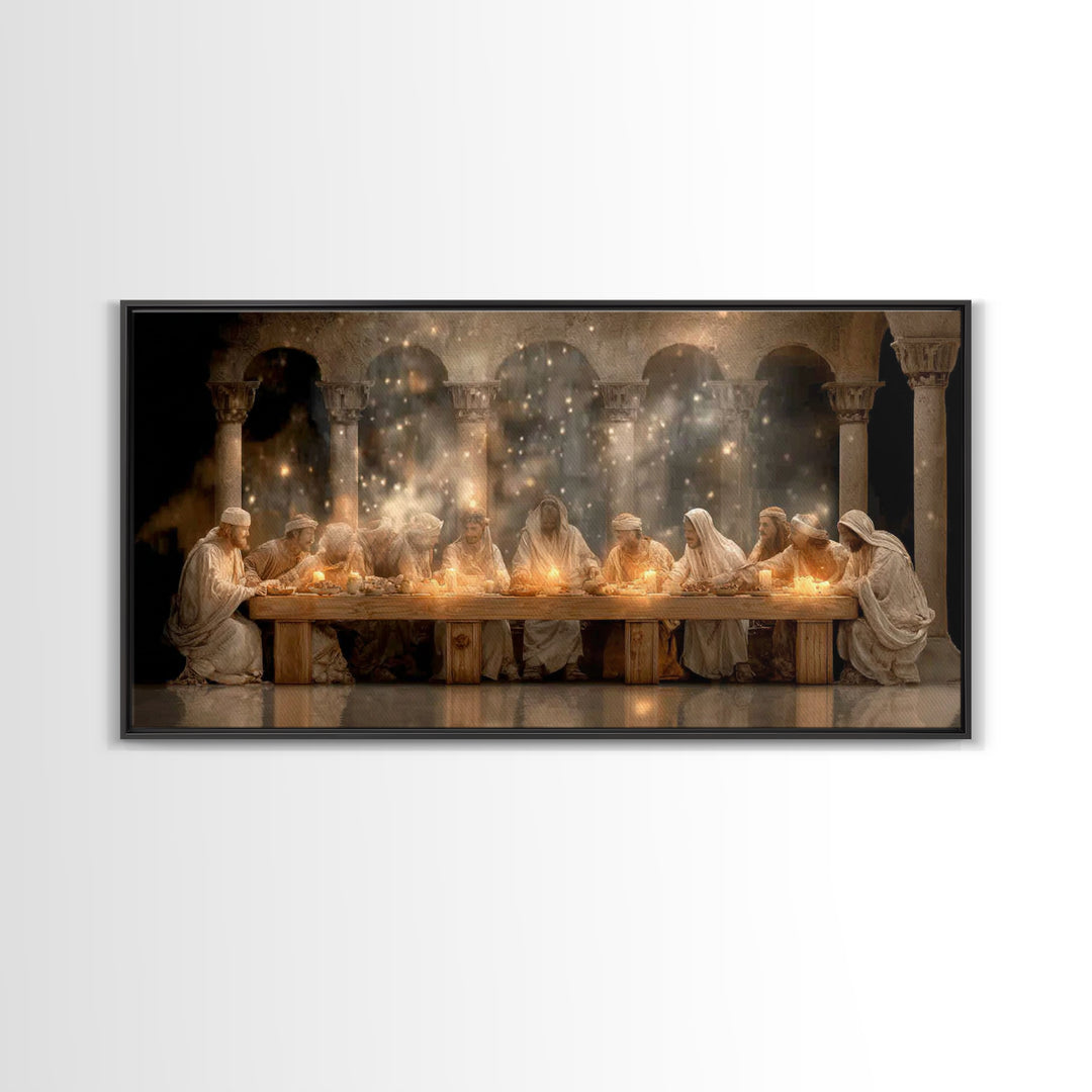 Divine Supper Radiance, Framed Canvas Print, Christian Art Work, Jesus Painting, Christian Wall Art, Christmas Art, Christian Decor