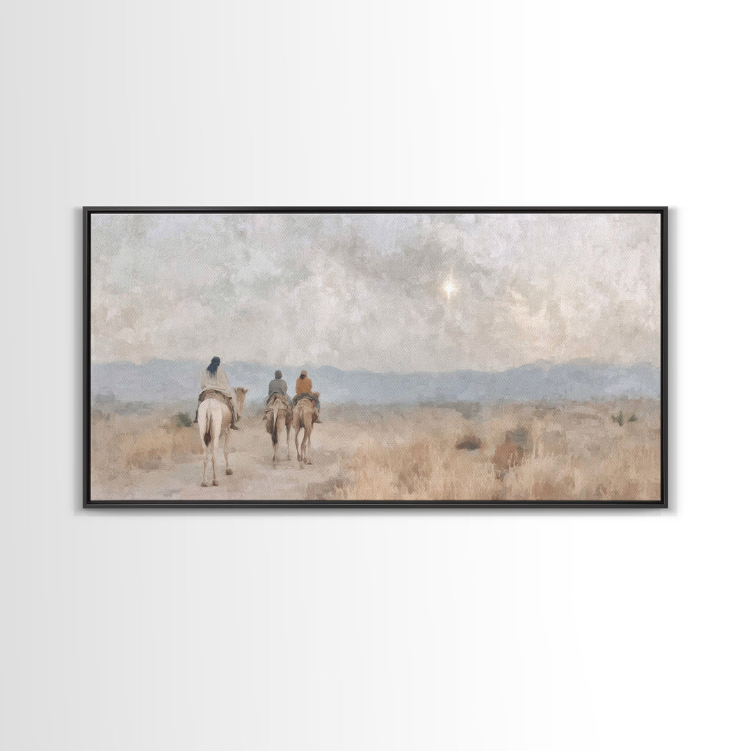 Starbound Pilgrimage, Framed Canvas Print, Christian Art Canvas, Christian Wall Art, Christian Christmas Art, Christmas Art, Christian Deco