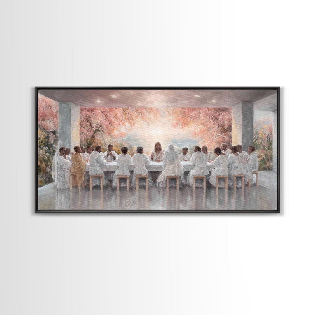 Celestial Supper Bloom – Framed Canvas Print – Christian Art Canvas – Jesus Painting – Christian Wall Art – Christmas Art – Christian Decor