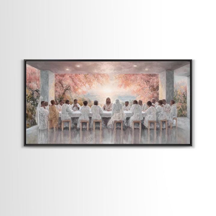Celestial Supper Bloom – Framed Canvas Print – Christian Art Canvas – Jesus Painting – Christian Wall Art – Christmas Art – Christian Decor