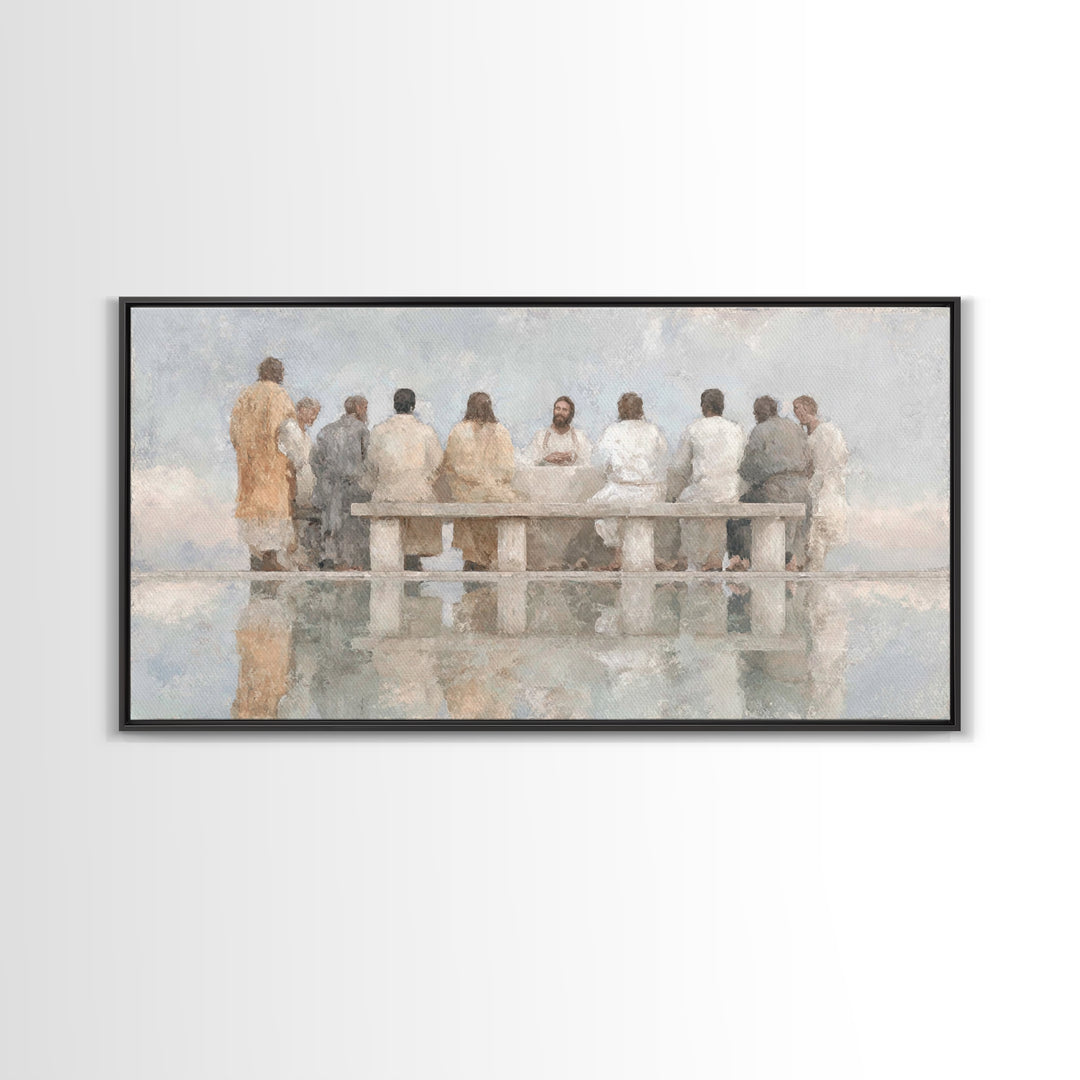 Dawn Of Fellowship | Framed Canvas Print | Christian Art Canvas | Christian Wall Art | Jesus Painting | Christian Christmas Art | Christian
