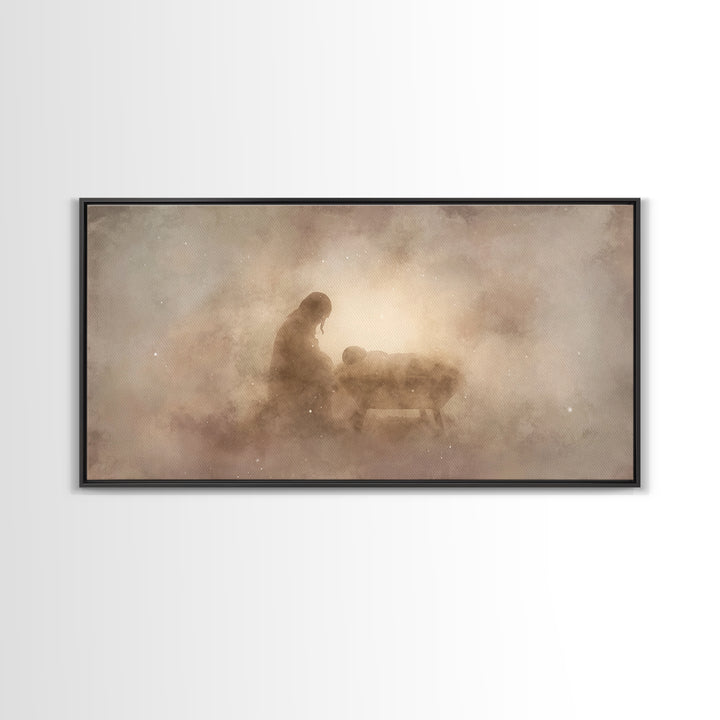 Holy Night Glow – Framed Canvas Print – Christian Wall Art – Jesus Christmas Art – Christian Art Canvas – Christmas Wall Art – Christian De