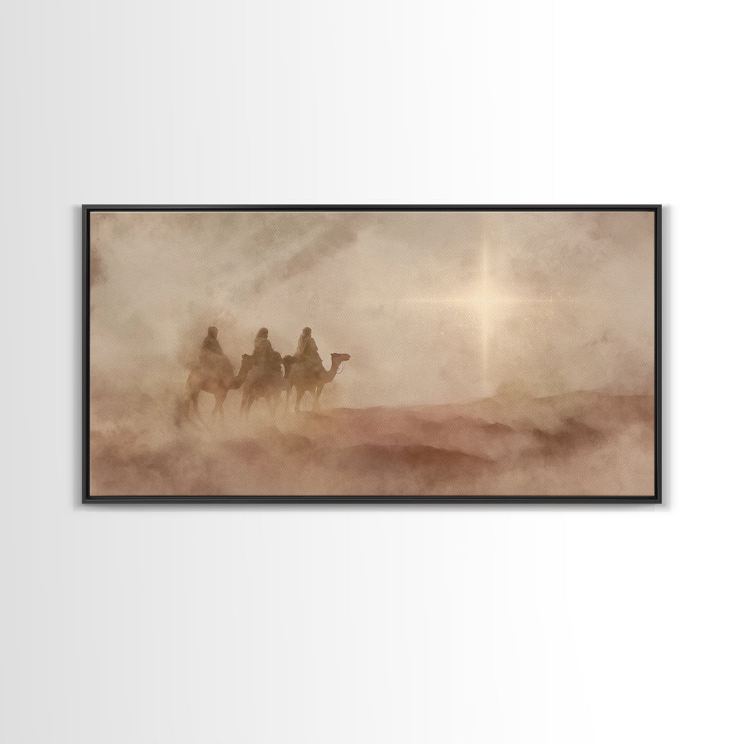 Guiding Star Mist – Framed Canvas Print – Christian Christmas Art – Modern Christian Art – Christian Wall Art – Jesus Painting – Christmas