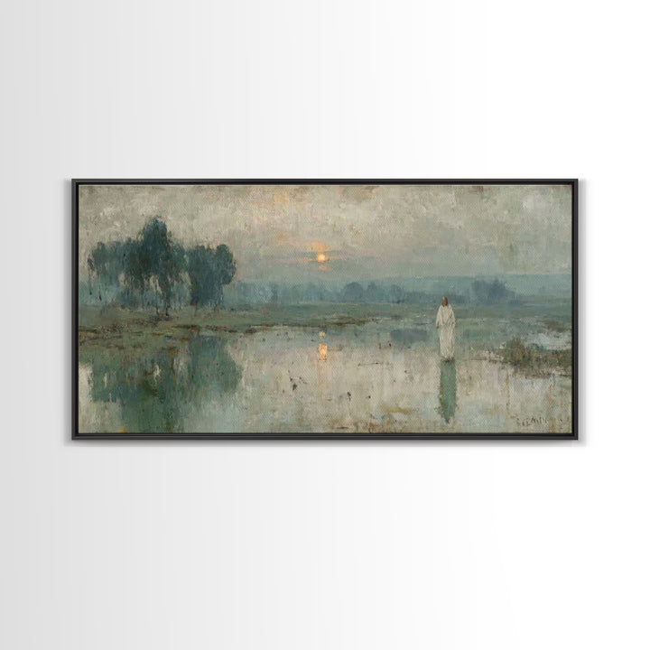 Morning Stillness – Framed Canvas Print – Jesus Canvas Art – Christian Art Work – Subtle Christian Art – Christian Wall Art