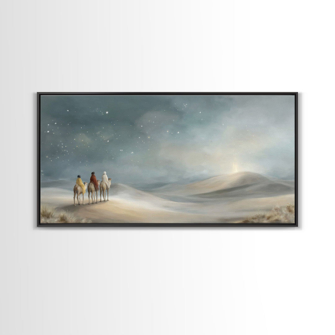 Desert Star Path, Framed Canvas Print, Christian Art Canvas, Christian Wall Art, Christmas Art Prints, Christian Christmas Art, Jesus Paint