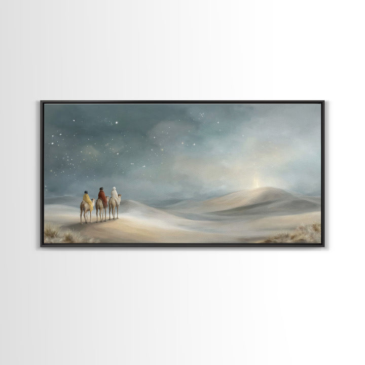 Desert Star Path, Framed Canvas Print, Christian Art Canvas, Christian Wall Art, Christmas Art Prints, Christian Christmas Art, Jesus Paint