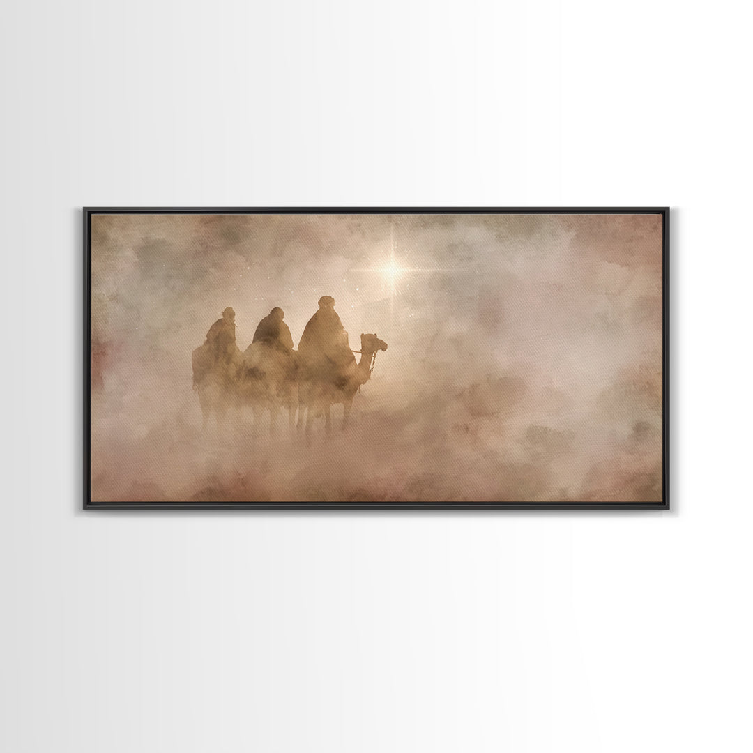 Three Kings Dawn – Framed Canvas Print – Christian Art Canvas – Christian Christmas Art – Christmas Wall Art – Modern Christian Art – Jesus