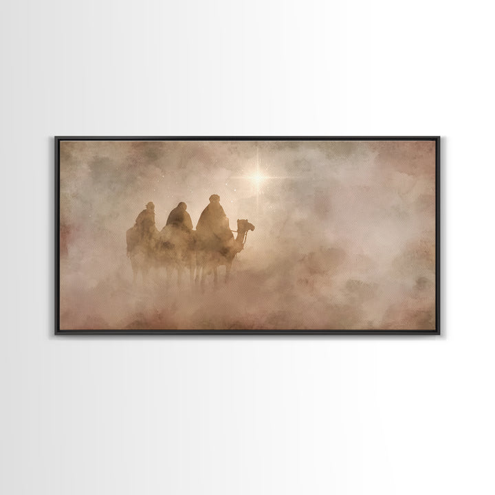 Three Kings Dawn – Framed Canvas Print – Christian Art Canvas – Christian Christmas Art – Christmas Wall Art – Modern Christian Art – Jesus