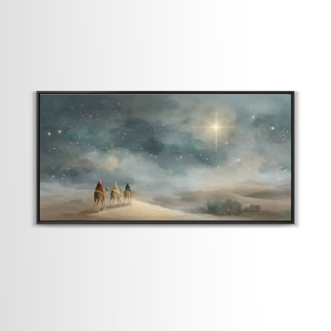 Star Of Promise, Framed Canvas Print, Christian Art Canvas, Christmas Wall Art, Christian Christmas Art, Modern Christian Painting, Christi