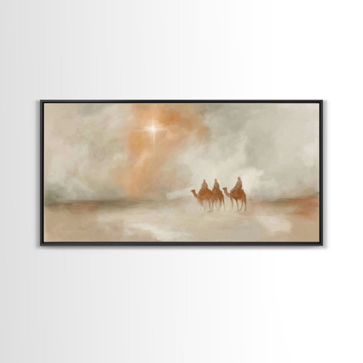 Wandering Kings – Framed Canvas Print – Christian Art Canvas – Christian Wall Art – Christmas Art Prints – Christian Christmas Art – Subtle