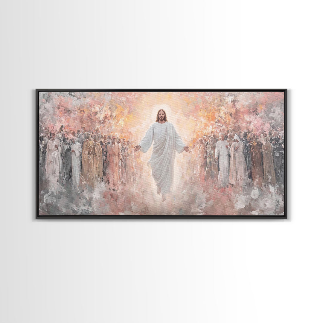Angels Of Light, Framed Canvas Print, Christian Christmas Art, Christian Wall Art, Jesus Painting Canvas, Christian Art Gift, Christmas Art