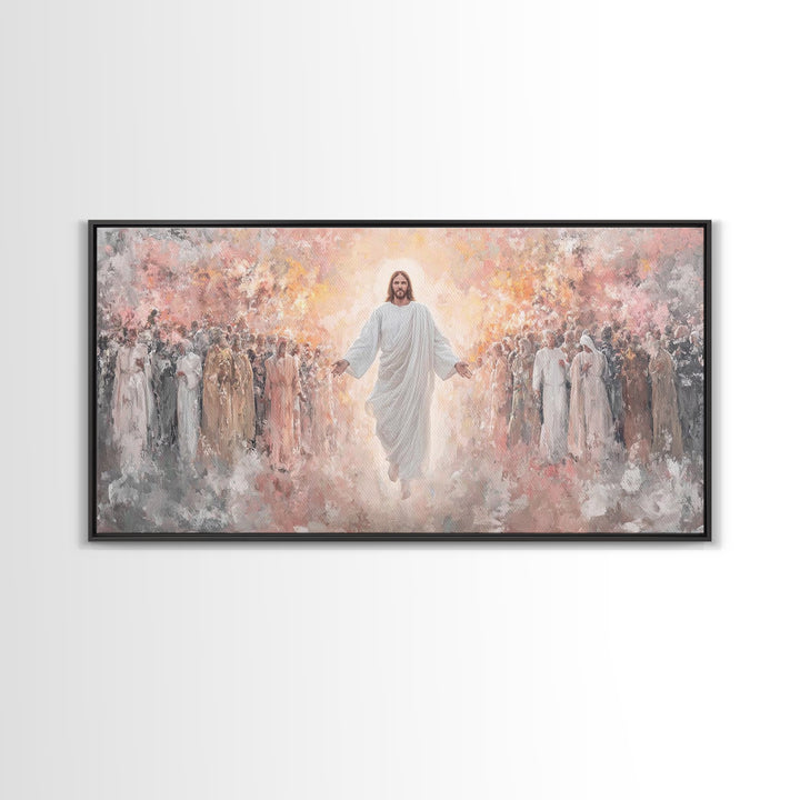 Angels Of Light, Framed Canvas Print, Christian Christmas Art, Christian Wall Art, Jesus Painting Canvas, Christian Art Gift, Christmas Art