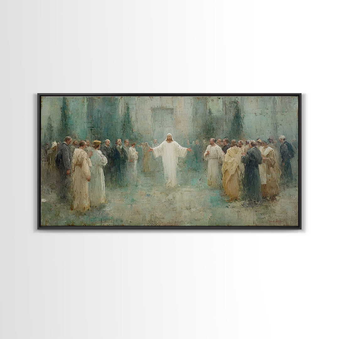 Sacred Dawn, Framed Canvas Print, Christian Wall Art, Minimalist Christian Art, Christian Art Canvas, Jesus Painting Canvas, Christian Chri