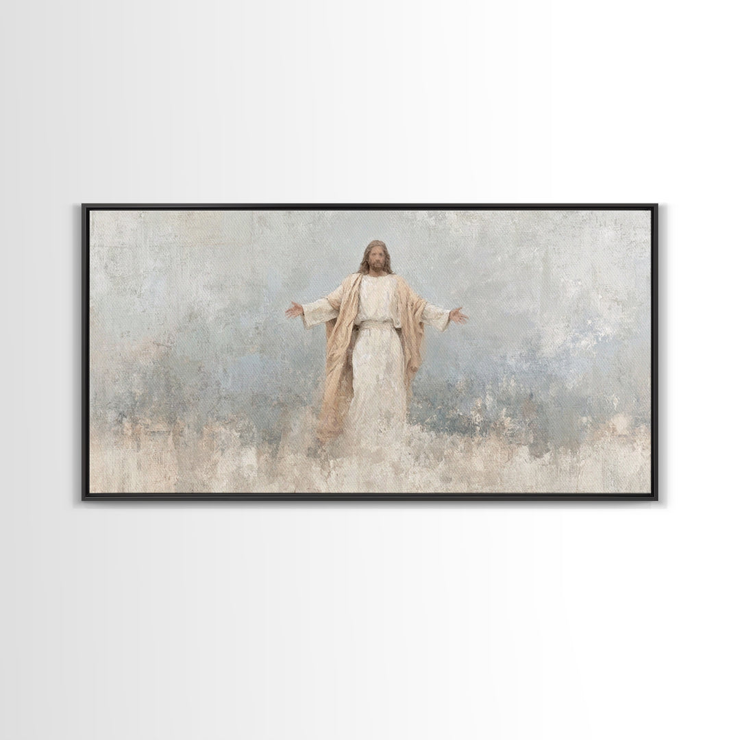 Heavenly Passage | Framed Canvas Print | Christian Art Canvas | Christian Wall Art | Jesus Art Print | Christian Gift | White Christmas Art
