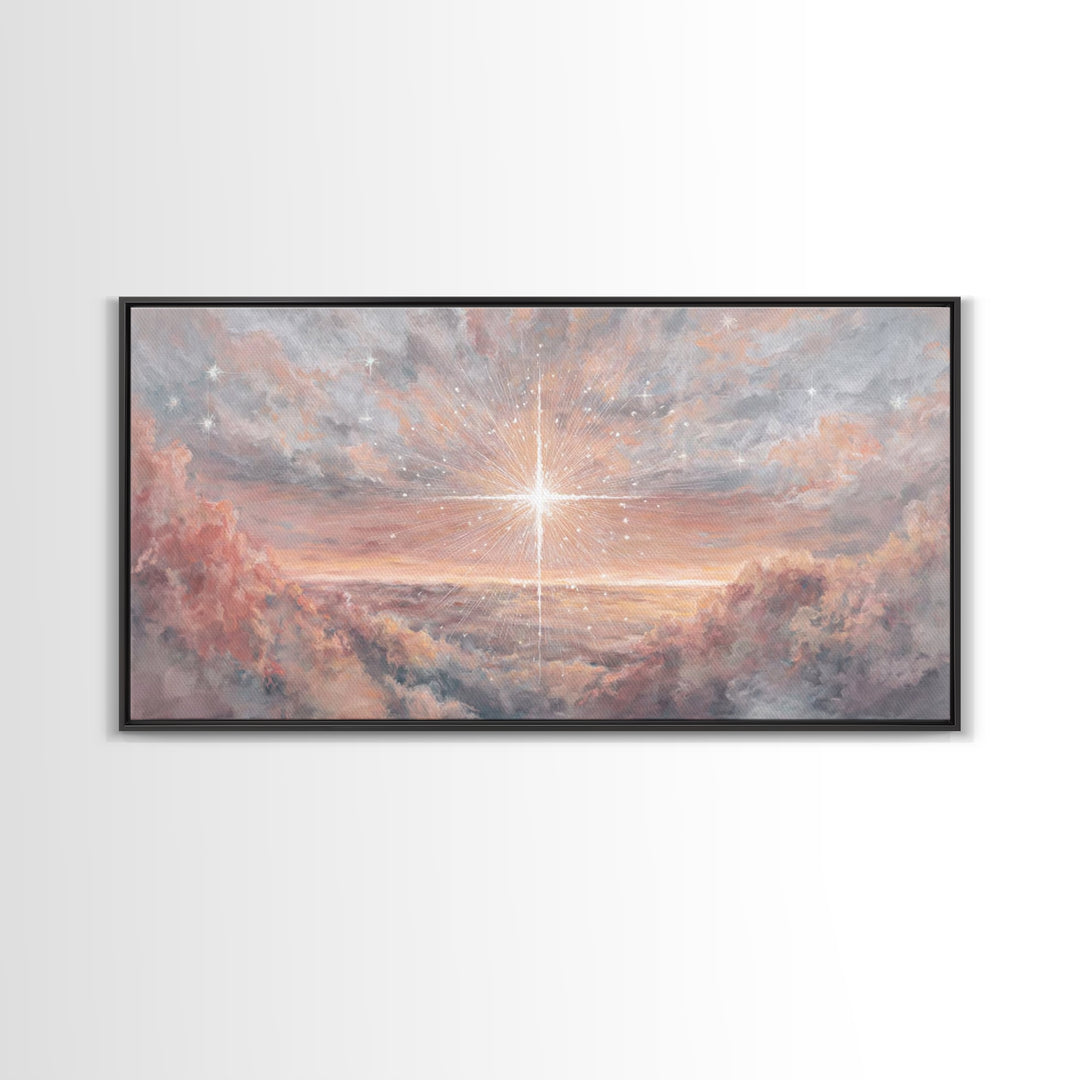 Divine Welcome, Framed Canvas Print, Christian Art Prints, Christian Wall Art, Jesus Painting, Large Christian Painting, Christian Christma