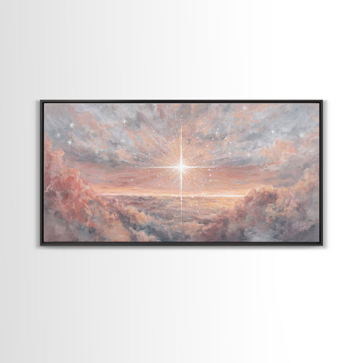Divine Welcome, Framed Canvas Print, Christian Art Prints, Christian Wall Art, Jesus Painting, Large Christian Painting, Christian Christma