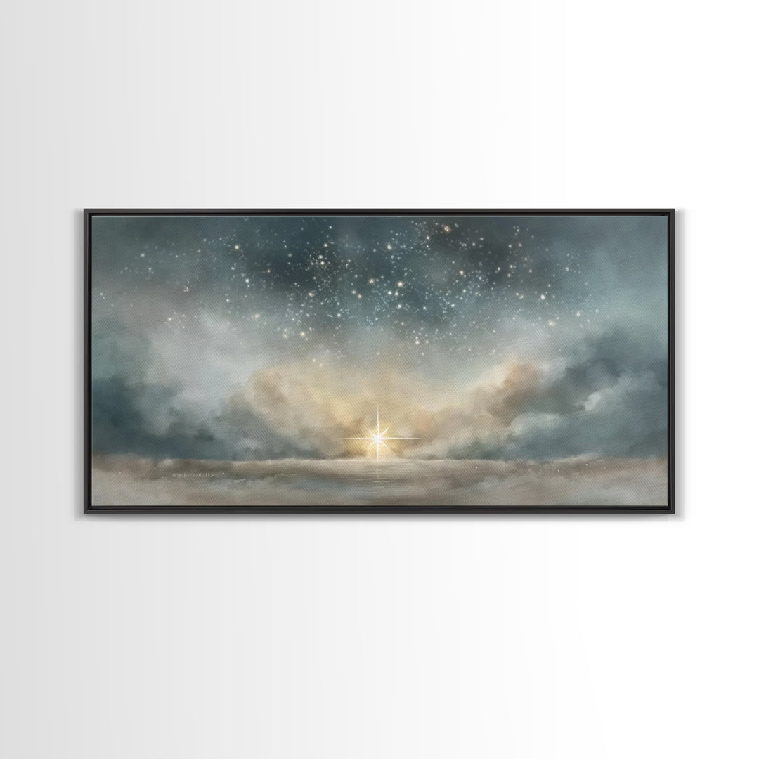 Star Of Promise – Framed Canvas Print – Christian Christmas Art – Christmas Wall Art – Christian Art Canvas – Vintage Christmas Art – Chris