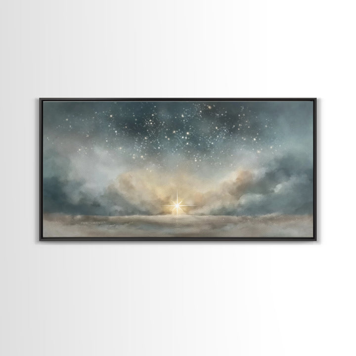 Star Of Promise – Framed Canvas Print – Christian Christmas Art – Christmas Wall Art – Christian Art Canvas – Vintage Christmas Art – Chris