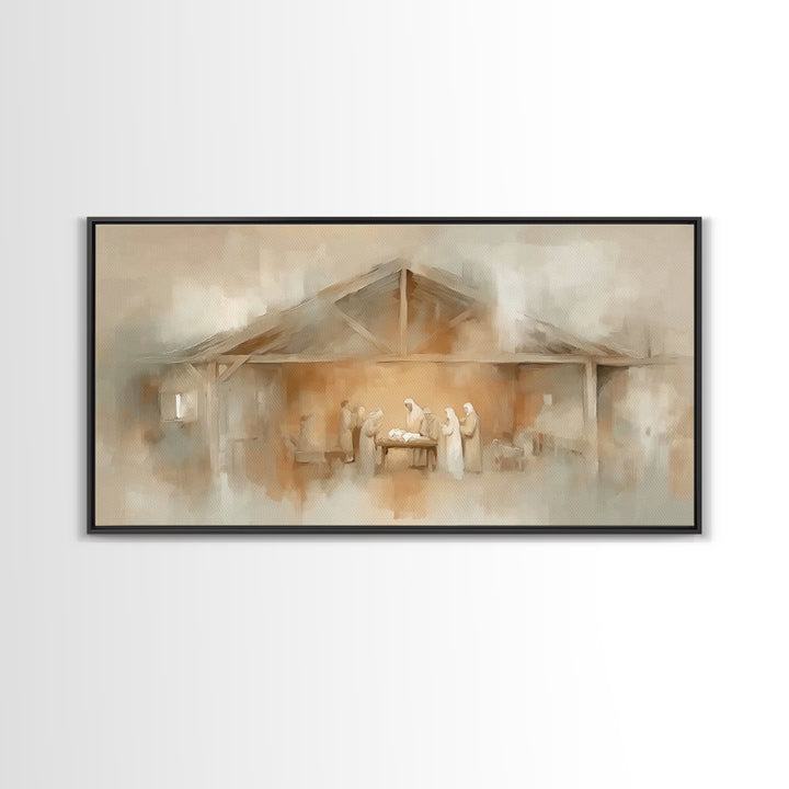 Humble Manger – Framed Canvas Print – Christian Art Canvas – Christian Christmas Art – Framed Christmas Art – Christian Wall Art – Christma