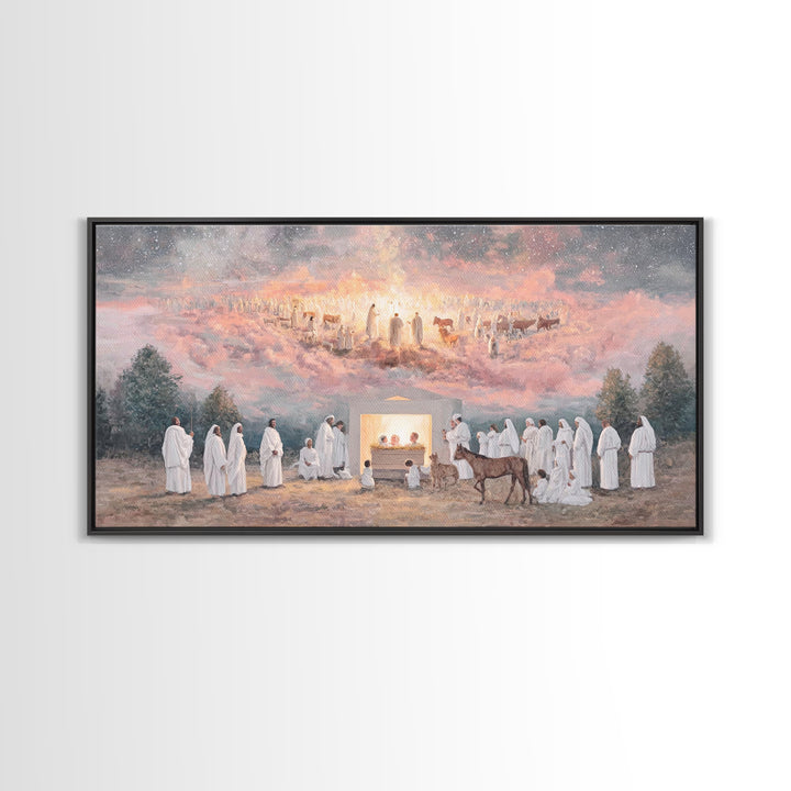 Celestial Birth Grace, Framed Canvas Print, Christian Wall Art, Jesus Painting, Christmas Art, Christian Christmas Art, Christian Decor