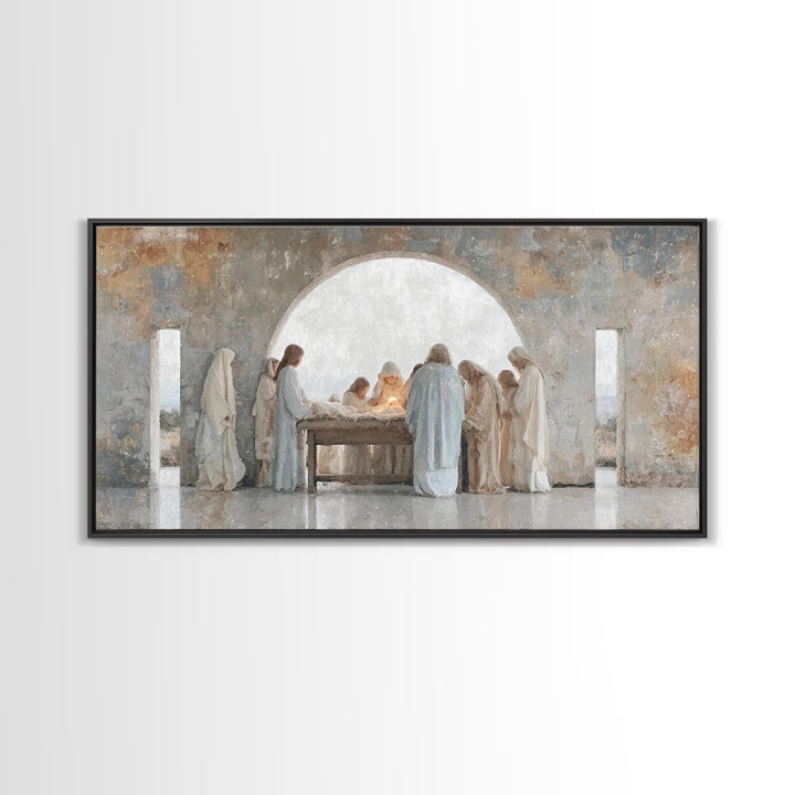 Heavenly Host Dawn | Framed Canvas Print | Christian Art Canvas | Jesus Painting | Christmas Wall Art | Christian Christmas | Christian Dec