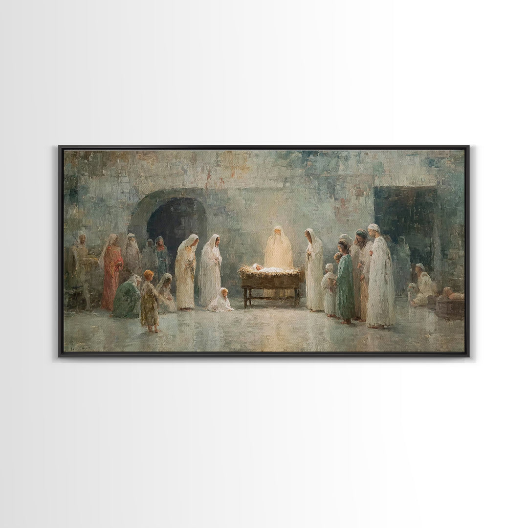 Radiant Nativity Calm – Framed Canvas Print – Christian Wall Art – Jesus Art Print – Christmas Art – Christian Christmas – Christian Decor