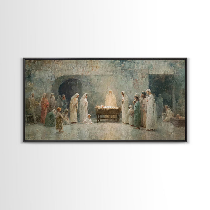 Radiant Nativity Calm – Framed Canvas Print – Christian Wall Art – Jesus Art Print – Christmas Art – Christian Christmas – Christian Decor