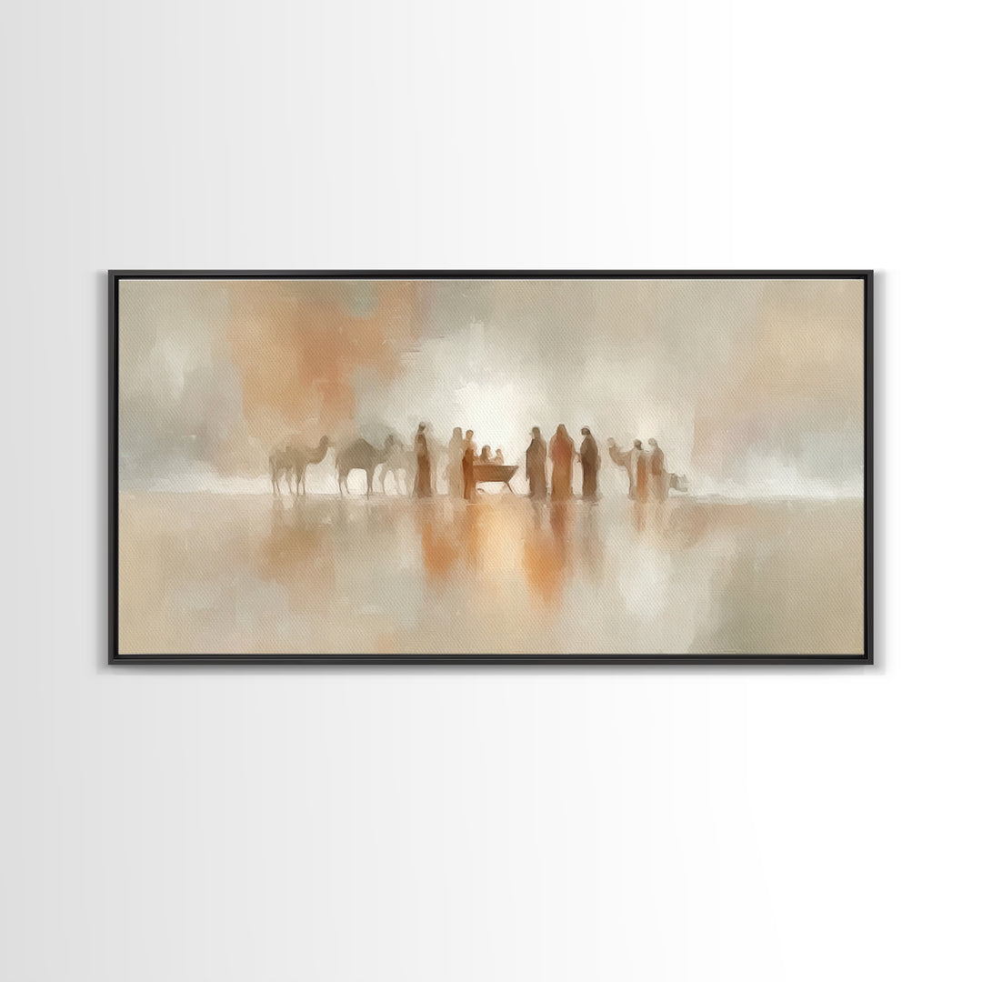 Bethlehem Stillness, Framed Canvas Print, Christian Art Canvas, Jesus Painting, Christmas Art, Christian Christmas, Christian Decor