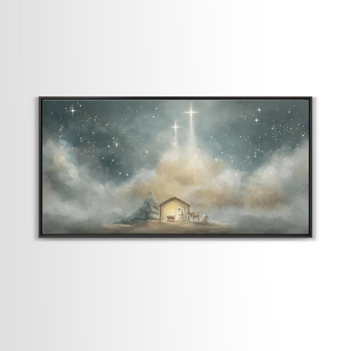 Guiding Star Haven | Framed Canvas Print | Christian Wall Art | Jesus Painting | Christmas Art | Christian Christmas Art | Christian Decor