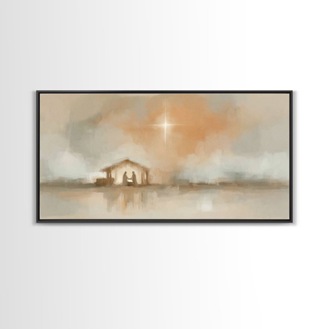Holy Dawn Light | Framed Canvas Print | Christian Art Canvas | Christian Christmas Art | Modern Christian Art | Jesus Painting | Christmas