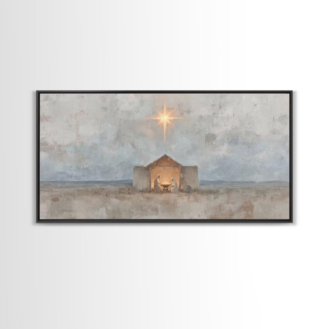 Bethlehem Peace, Framed Canvas Print, Christian Wall Art, Christian Art Canvas, Christmas Art Prints, Jesus Christmas Art, Vintage Christma