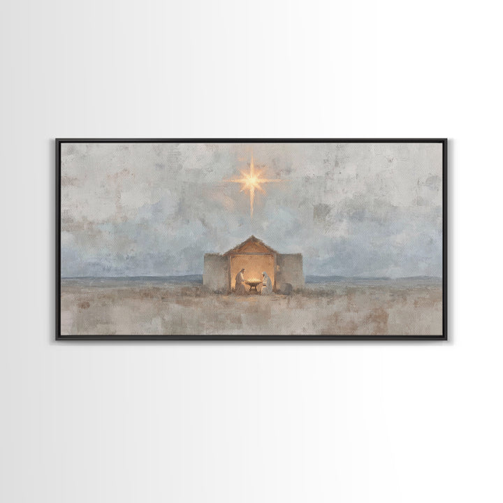Bethlehem Peace, Framed Canvas Print, Christian Wall Art, Christian Art Canvas, Christmas Art Prints, Jesus Christmas Art, Vintage Christma