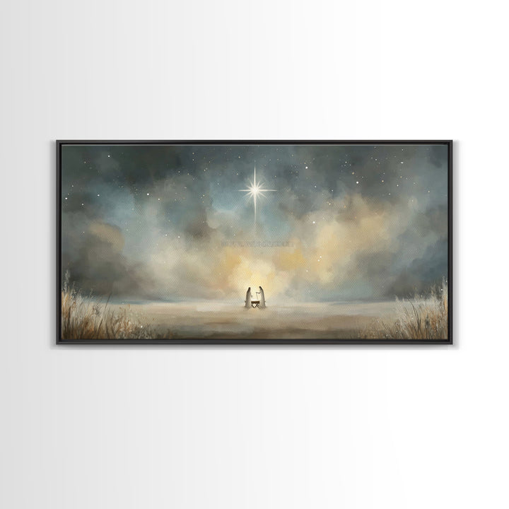 Star Of Emmanuel | Framed Canvas Print | Christian Wall Art | Christian Christmas Art | Christian Art Print | Jesus Painting | Christmas Ca