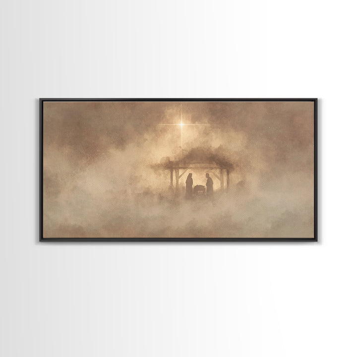 Heavenly Night Sky, Framed Canvas Print, Christian Art Print, Modern Christian Art, Christian Christmas Art, Christian Wall Art, Christmas