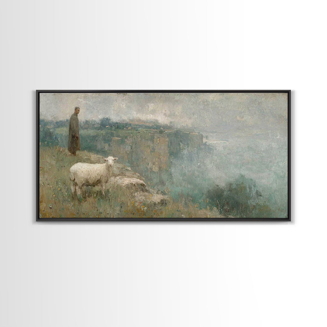 Silent Nativity Glow – Framed Canvas Print – Christian Art Canvas – Christmas Art Prints – Christian Christmas Decor – Modern Christian Pai