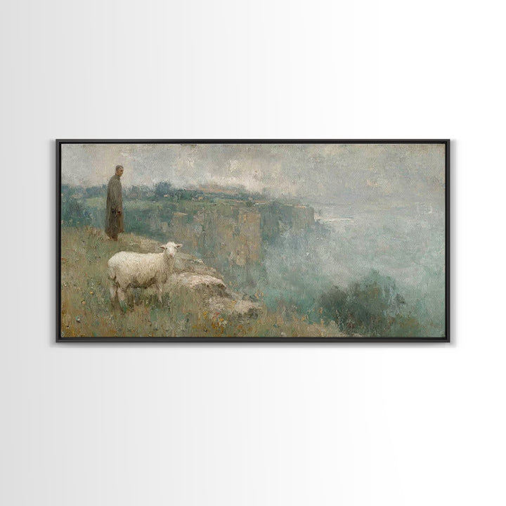 Silent Nativity Glow – Framed Canvas Print – Christian Art Canvas – Christmas Art Prints – Christian Christmas Decor – Modern Christian Pai