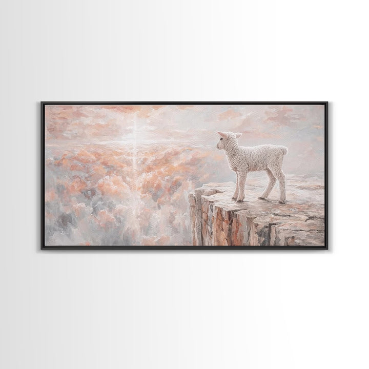 Heavenly Lamb - Framed Canvas Print - Christian Wall Art - Christian Art Canvas - Pastoral Scenery - Christian Christmas Art - Christian De