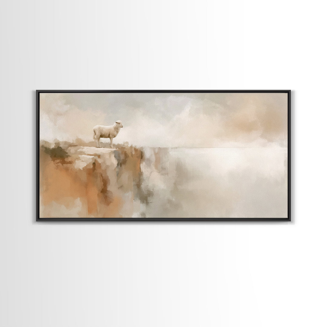 Quiet Cliff Light - Framed Canvas Print - Christian Art Canvas - Christian Christmas Art - Christian Wall Art - Modern Christian Art - Chri