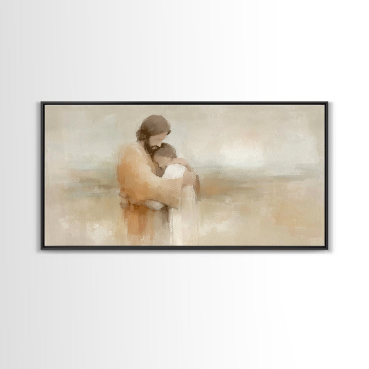 Graceful Embrace - Framed Canvas Print - Jesus Painting - Christian Wall Art - Christian Art Canvas - Christian Decor - Christian Christmas