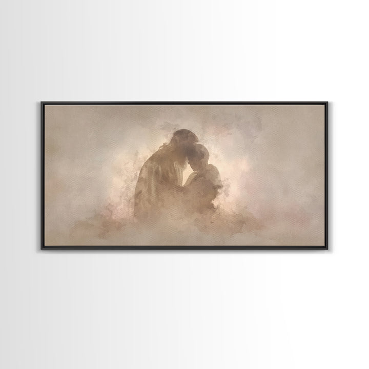 Sacred Comfort - Framed Canvas Print - Christian Art Canvas - Jesus Art Print - Christian Wall Art - Christmas Art Work - Christian Decor