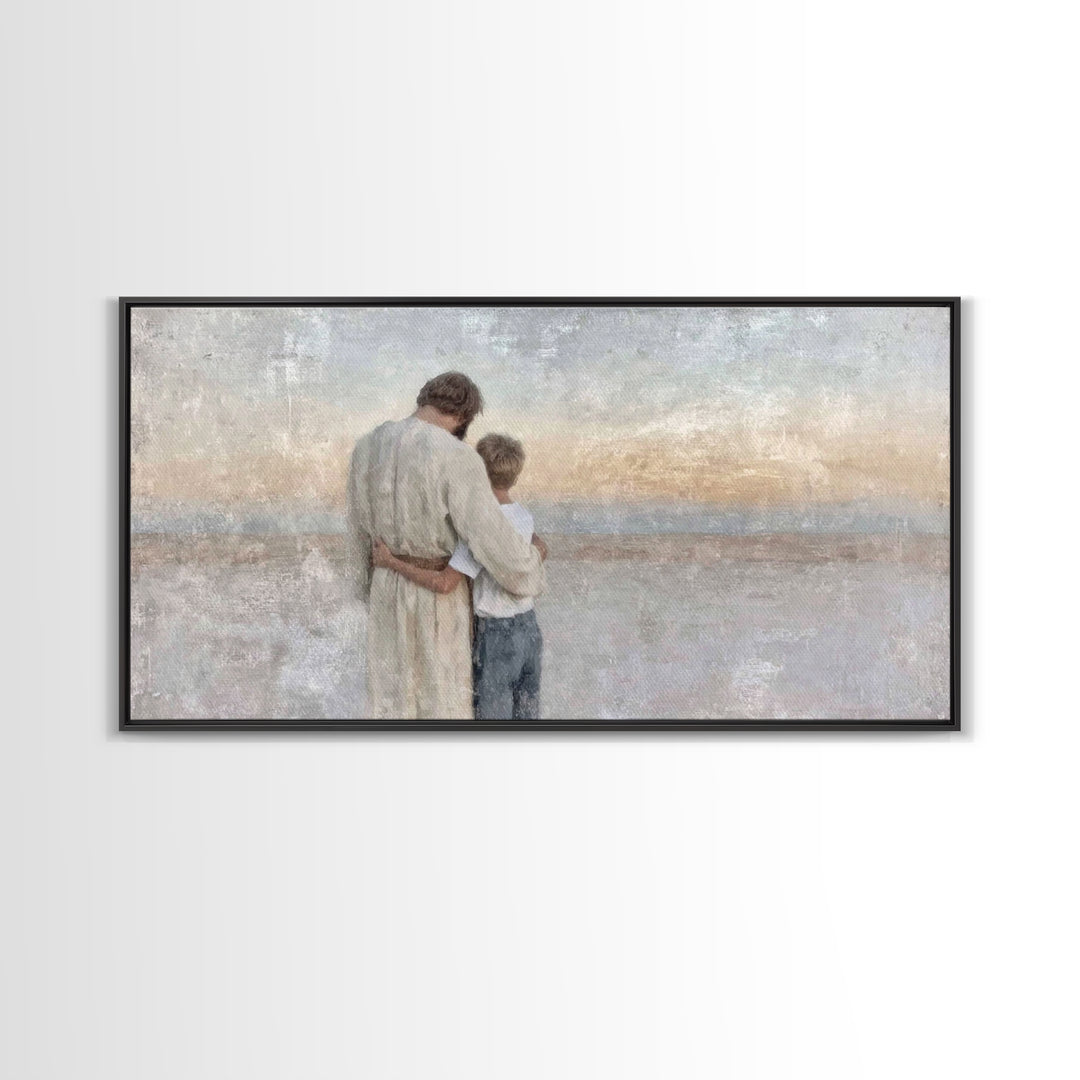 Guiding Peace - Framed Canvas Print - Christian Art - Christian Decor - Christian Christmas Art - Jesus Painting - Christian Wall Art