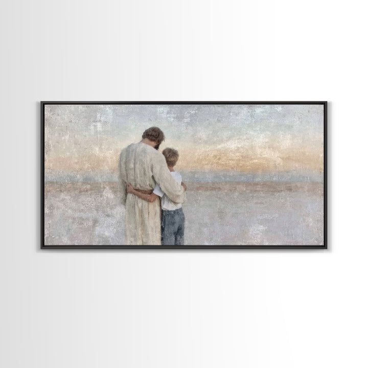 Guiding Peace - Framed Canvas Print - Christian Art - Christian Decor - Christian Christmas Art - Jesus Painting - Christian Wall Art