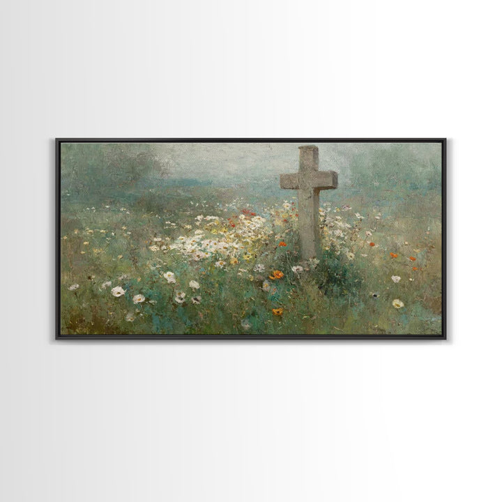 Field Of Redemption – Framed Canvas Print – Christian Art Print – Large Christian Painting – Christian Decor – Christian Wall Art – Unique