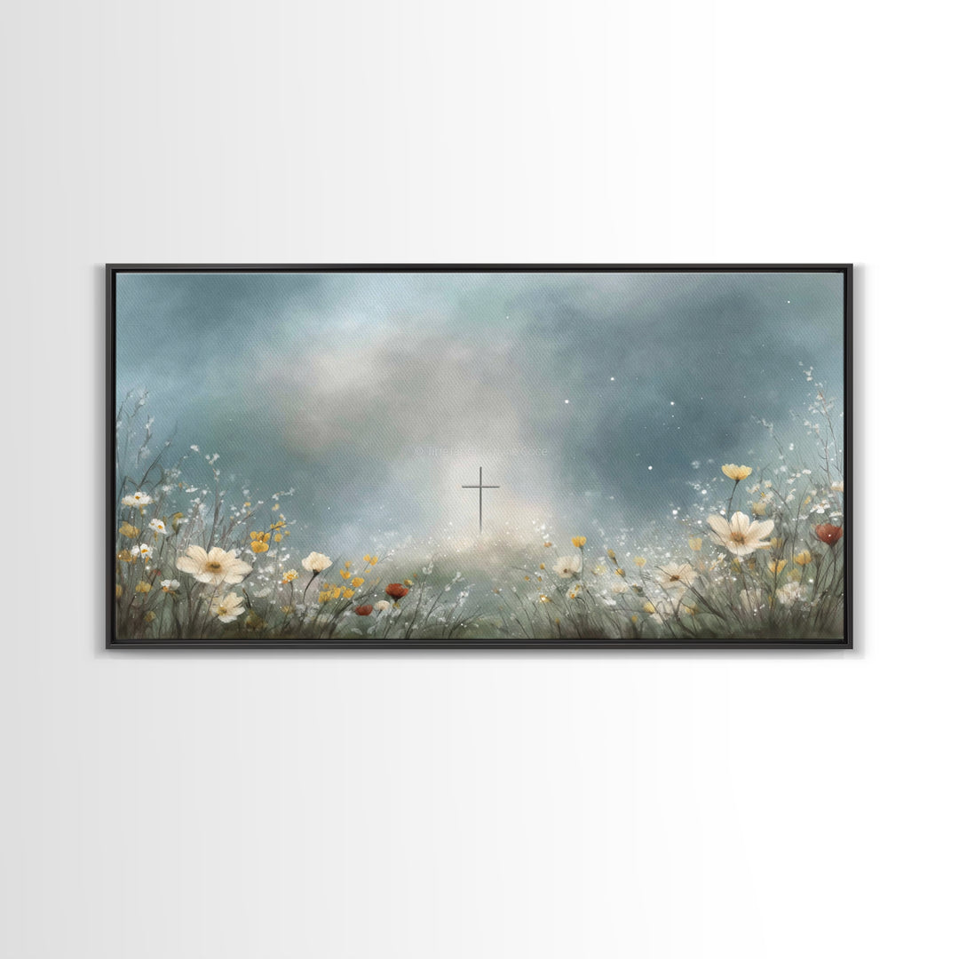 Heavenly Meadow – Framed Canvas Print – Christian Art – Jesus Painting – Christian Art Canvas – Subtle Christian Art – Christian Wall Art