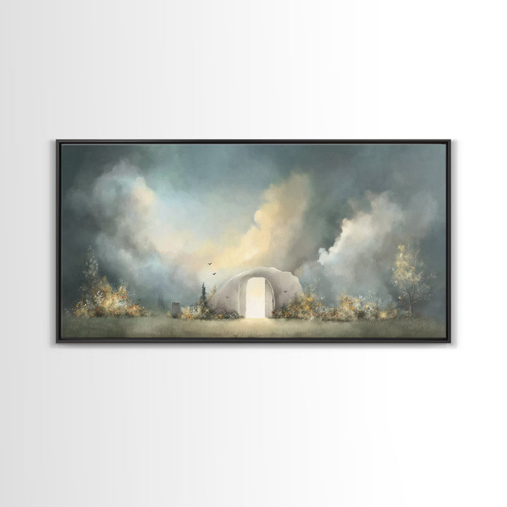 Empty Tomb Glory – Framed Canvas Print – Christian Art Canvas – Christian Wall Art – Christian Painting – Moody Christian Art – Christian D