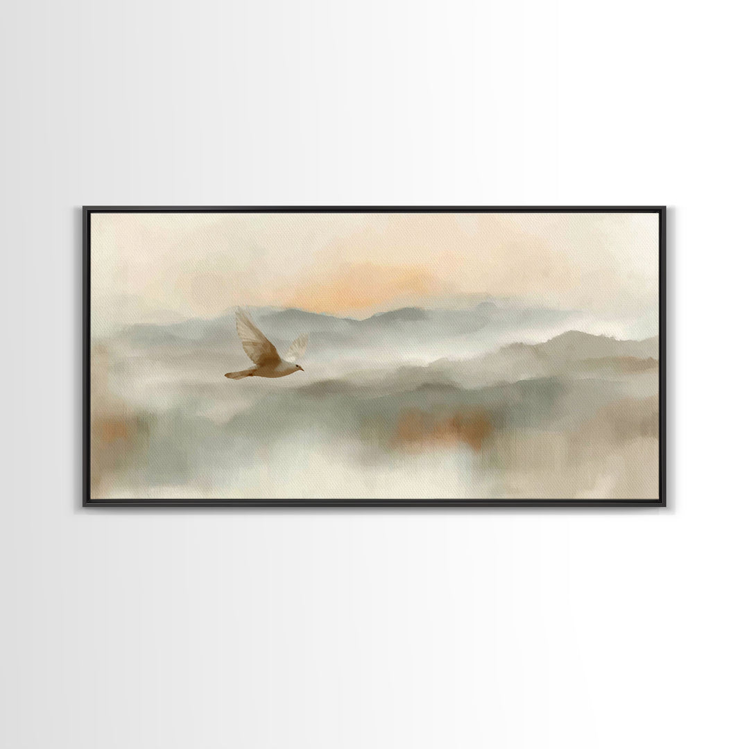 Soft Flight Grace – Framed Canvas Print – Subtle Christian Art – Christian Art Gift – Christian Art Print – Minimalist Christian Art