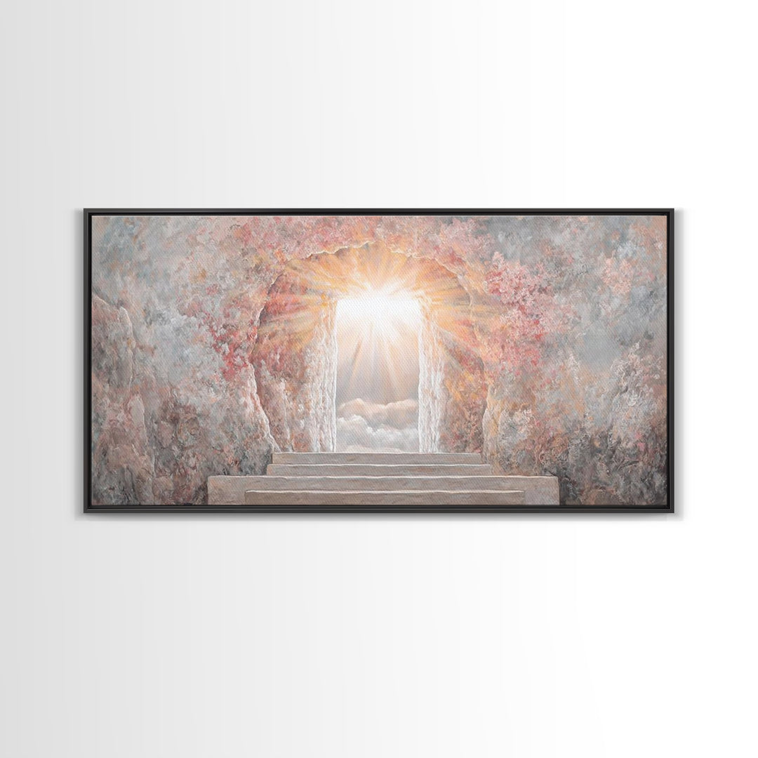 Radiant Tomb Light – Framed Canvas Print – Christian Wall Art – Christian Art Canvas – Jesus Painting – Christian Christmas Art